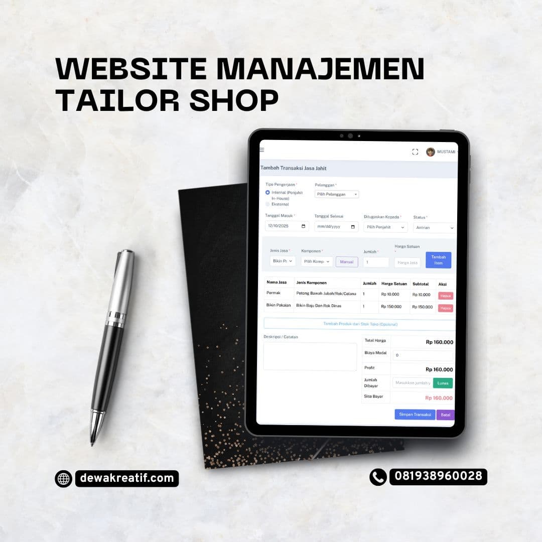 Website Manajemen Tailor Shop - Mustami Rezki Tailor Shop